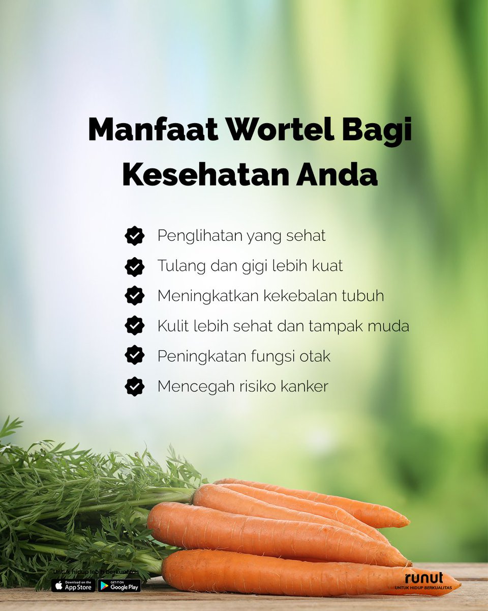 runut_'s tweet photo. Sebelum dimanfaatkan sebagai asupan makanan, wortel yang punya banyak warna ini ternyata lebih dulu dimanfaatkan sebagai obat. BUkan hanya untuk kesehatan mata tapi ada banyak manfaat yang disajikan oleh wortel untuk tubuh kita.
#wortel #sayuran #herbal #runut https://t.co/soahhuaOOa