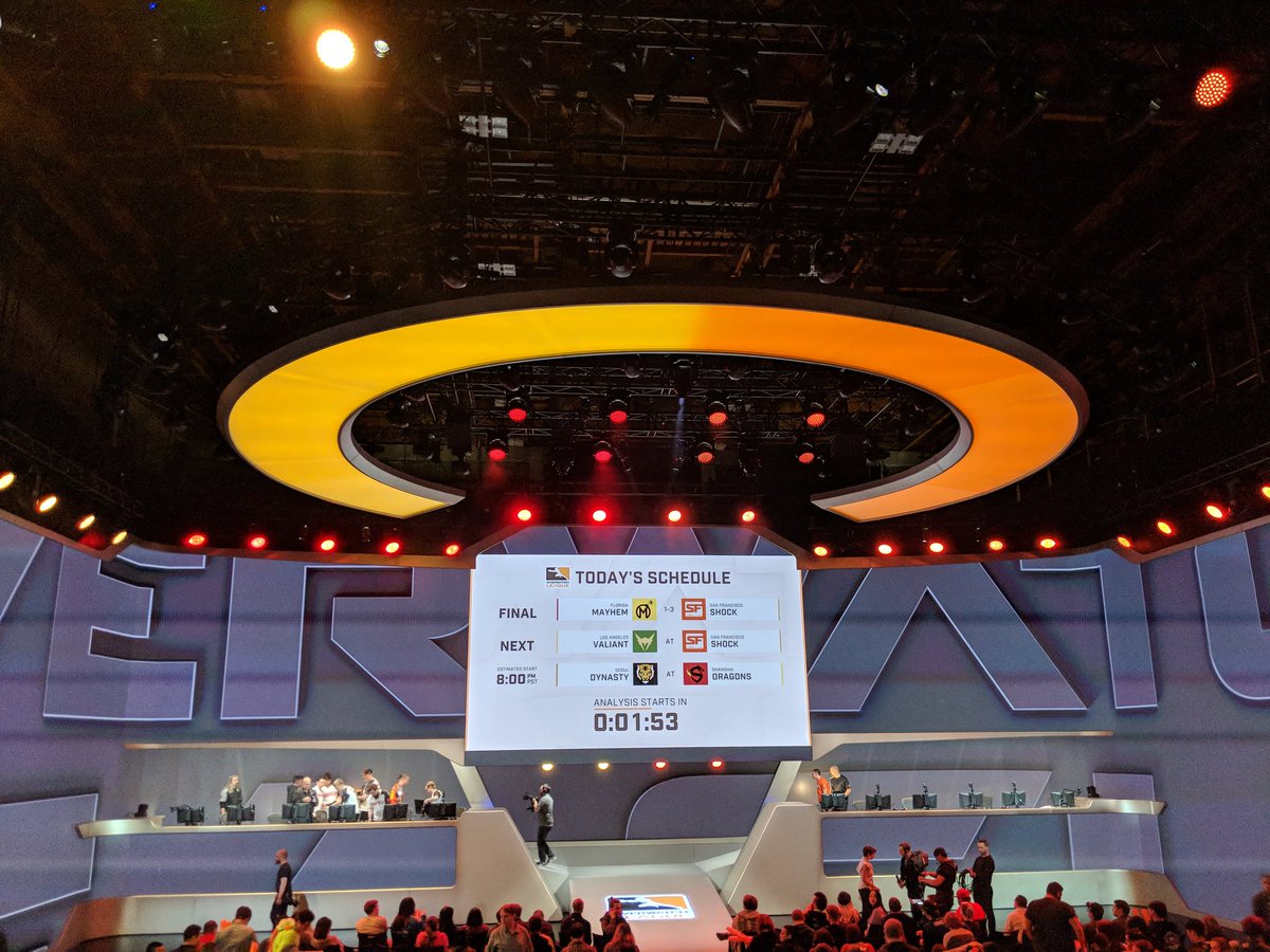 donaldstrand's tweet photo. Drc 6th 2017, pre games at the Blizzard Arena and I was there. @SFShock would play twice, beating the @FLMayhem (post game interview w/@babybay and @Soembie ) but falling to the @LAValiant. I loves it. Goodbye OW1, we go Agane. #SeeYouOnTheOtherSide https://t.co/g3cz9CiP92