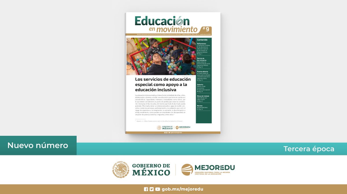 anabellemx_'s tweet photo. Lo mejor de la semana @MejoreduMX publicó el 9º número de #EducaciónEnMovimiento. Yo te sugiero éstos artículos: 

✍️🏼 Saberes desde los servicios de #EducaciónEspecial
✍️🏼 ¡Aprendizaje para todas y todos!
Descarga la publicación 👉🏼 https://t.co/elXfAH0BwW https://t.co/W115anQrmv