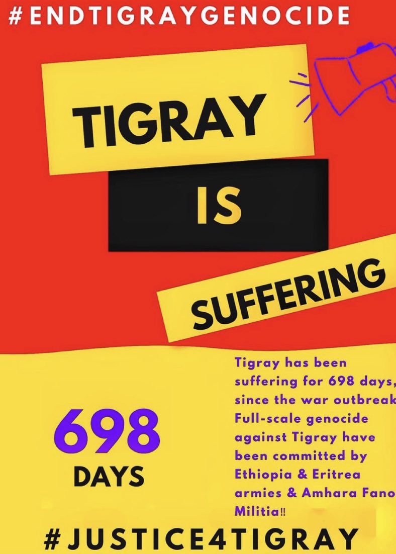 selamday's tweet photo. ."Dear 👇🏾
@JosepBorrellF
@JoeBiden
@antonioguterres
Tigray has been suffering for
#698days, since the war outbreak. Full-scale genocide against Tigray have been committed by Ethiopia & Eritrea armies & Amhara Fano & Militia⁉️
This is the most urgent time to
#StopWarOnTigray 📢 https://t.co/gC2QCKY7Ie