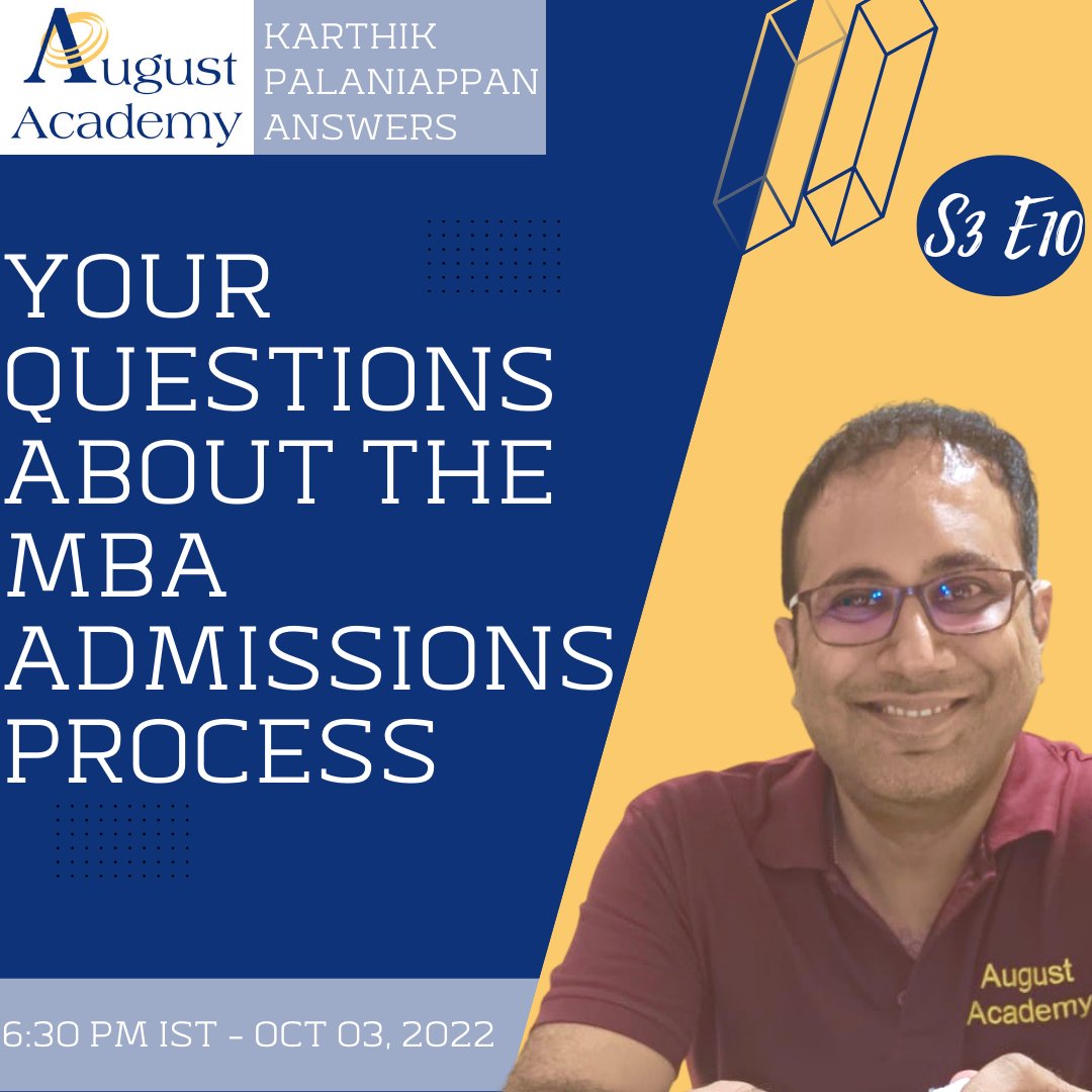 Are you targetting #IvyLeague #MBA programs in R2?  

Have questions?

Attend our web office hours this Monday, October 3, 2022 at 6:30 pm IST.

Sign up link: ow.ly/je2L50KZ5UP

#mba #mbaadmissions #mbaessays #gmat #gmatexam #AugustAcademyAnswers