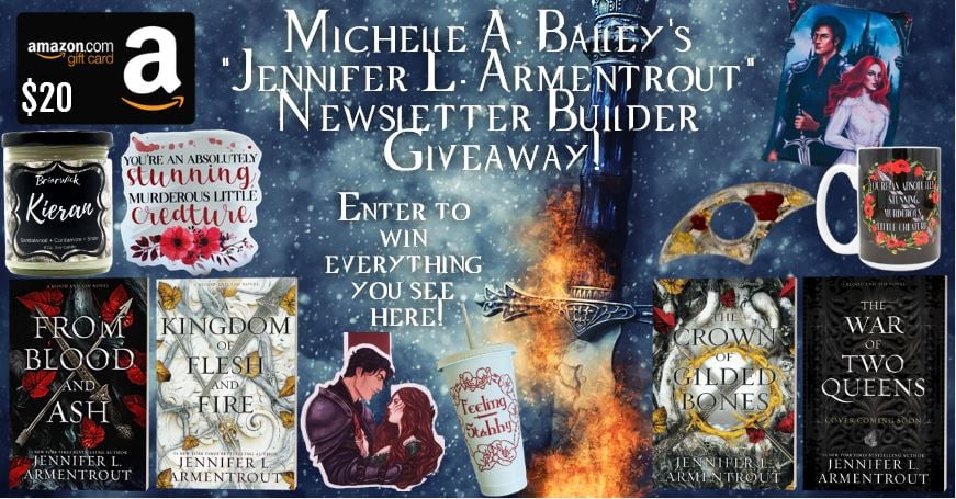Enter Michelle A. Bailey's Jennifer L. Armentrout Newsletter Builder Giveaway for a chance to win $150 worth of Jennifer L. Armentrout merch! #giveaway #fantasyromance michelle-a-bailey.com/giveaways/mich…