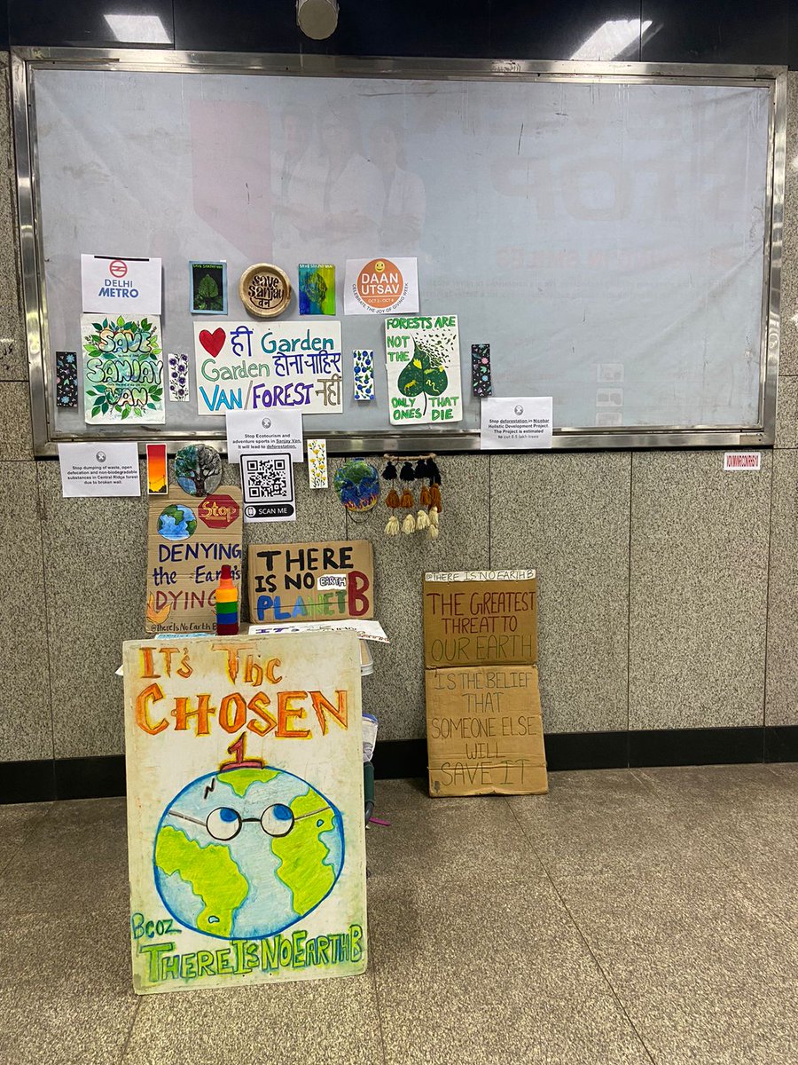 ThereIsNoEarthB's tweet photo. As part of #DaanUtsav we're collecting posters, waste paper and petition signatures for #saveSanjayVan, #SaveRidgeForest and #SaveNicobar at Malviya Nagar metro station this week.

We will be engaging commuters of delhi metro with augmented reality filters and art. Join us! https://t.co/Hlhh6ztNCj