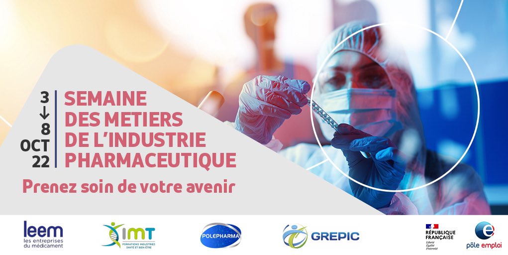 📅 Du 3 au 8 octobre, @poleemploi et ses partenaires lance la semaine des #métiers de l'industrie pharmaceutique, pour faire découvrir les opportunités d’une industrie créatrice d’#emploi 🚀 
+ d’infos ➡️ pole-emploi.fr/actualites/sem… 
cc <a href="/Travail_Gouv/">Ministère du Travail</a> #TousMobilisés #AvecPôleEmploi