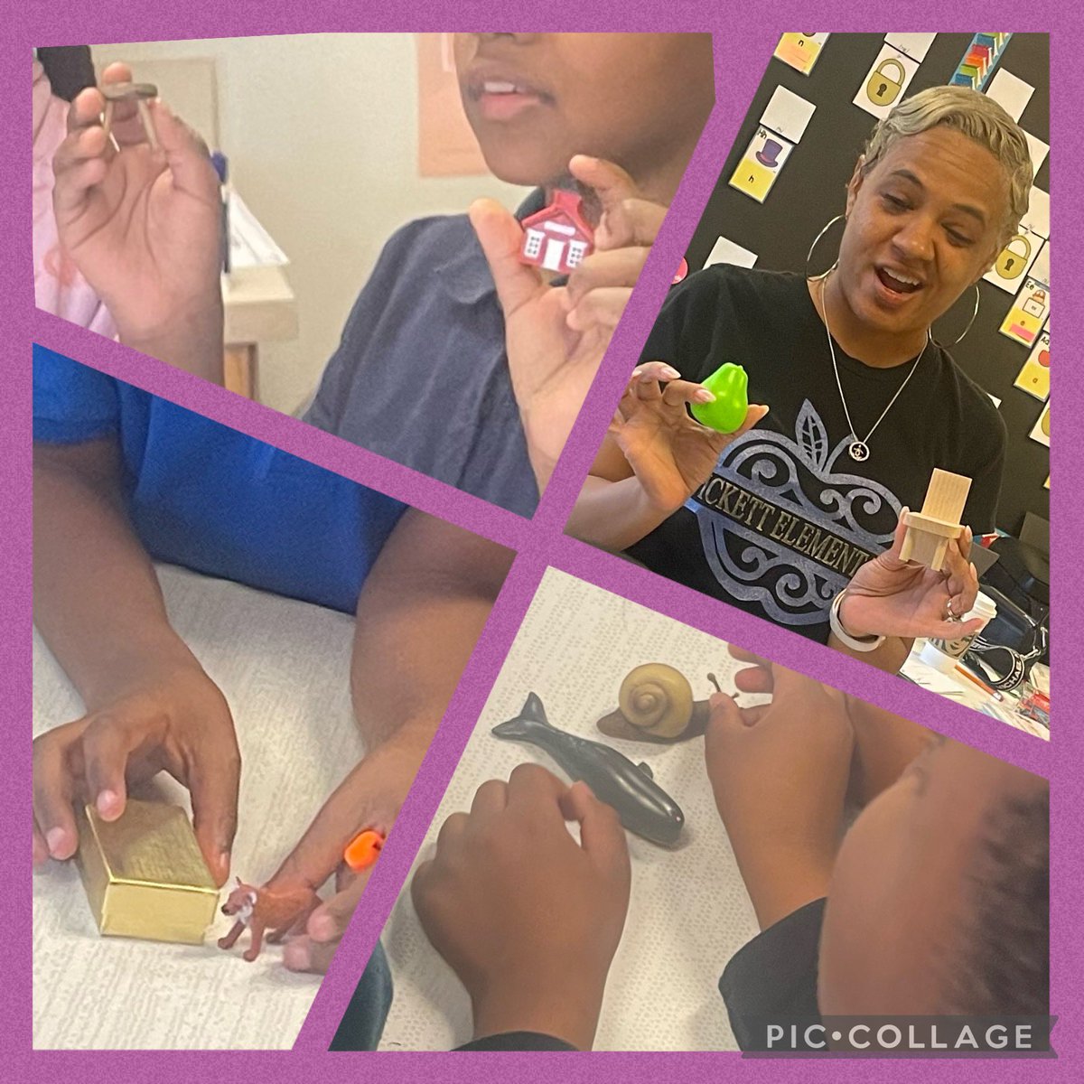 EJones1Support's tweet photo. Check out how Fickett Elementary uses toys to support scholars in the Phonics Lab! Which two objects rhyme? https://t.co/WKnVyAint0