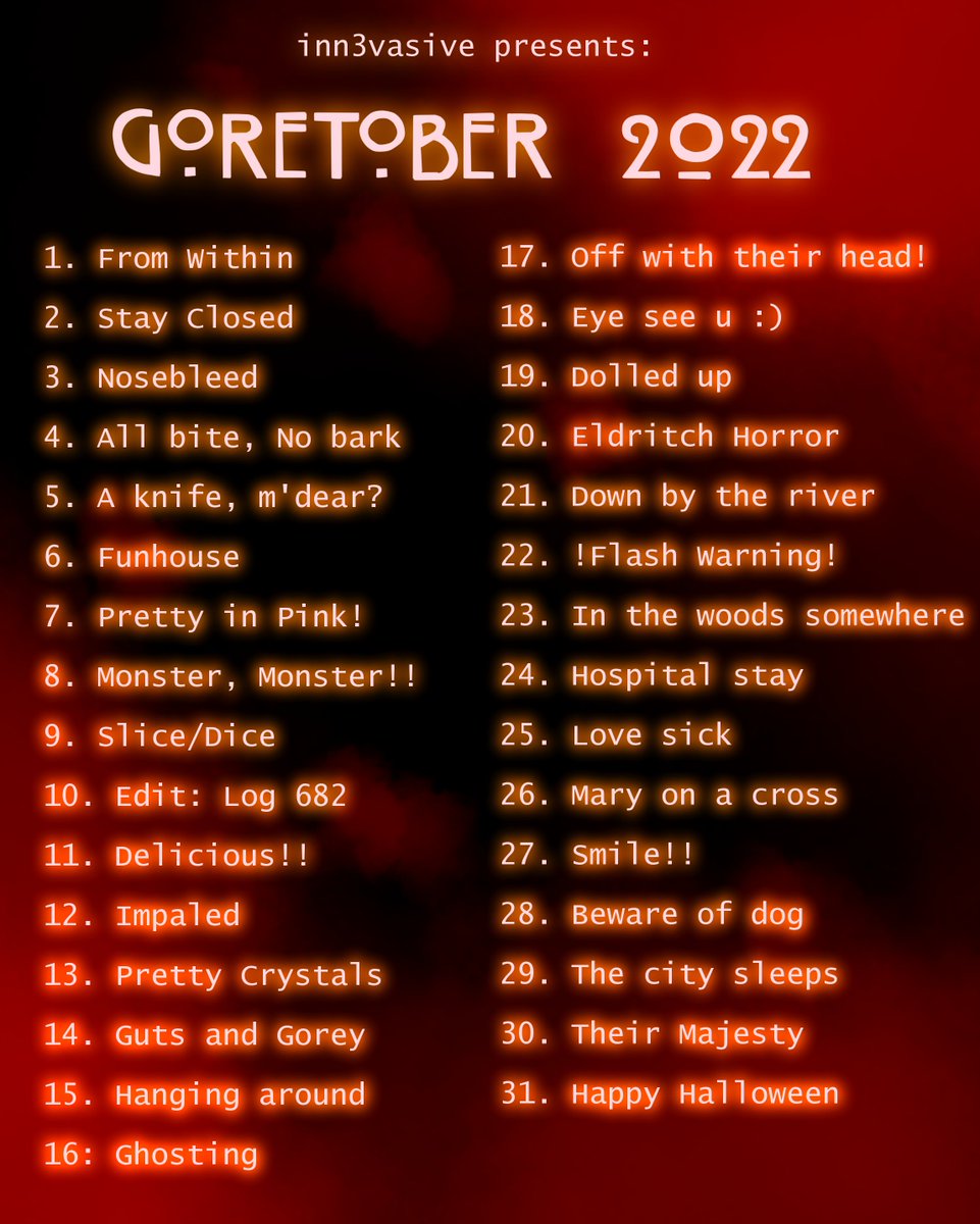 inn3vasive's tweet photo. GORETOBER GORETOBER GORETOBER https://t.co/XEV48RjyAK