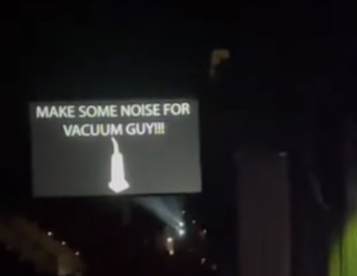 kissofviolence's tweet photo. unfortunately mcr is once again being hilarious bc first they give vacuum guy his own theme song, then they give him a custom shirt and now this https://t.co/a0bzdTm88k