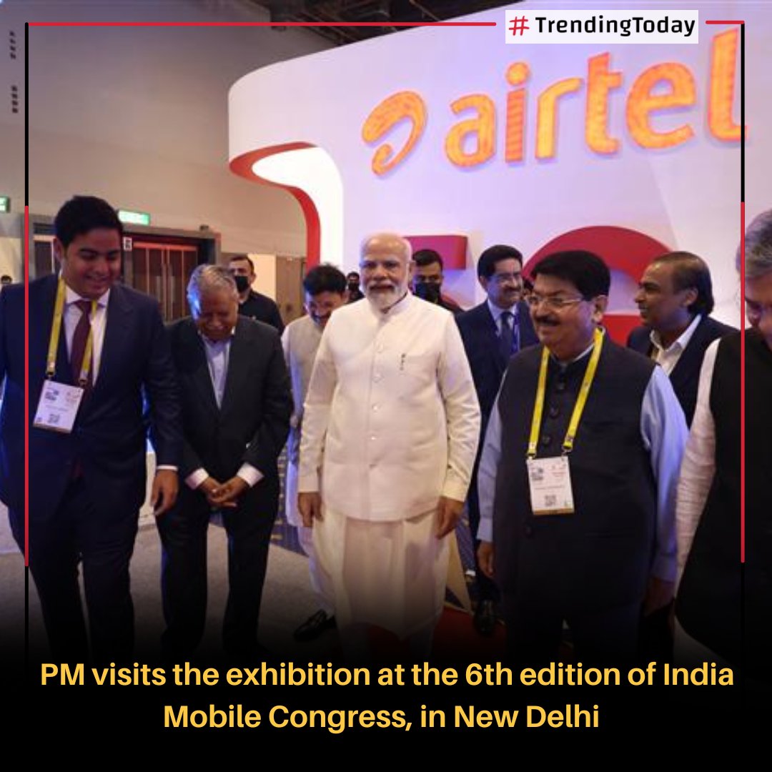Trending_Today_'s tweet photo. PM visits the exhibition at the 6th edition of India Mobile Congress, in New Delhi
#primeministerofindia #primeministermodi #exhibition #indiamobilecongress #newdelhi #narendramodi https://t.co/oonMCnWulq