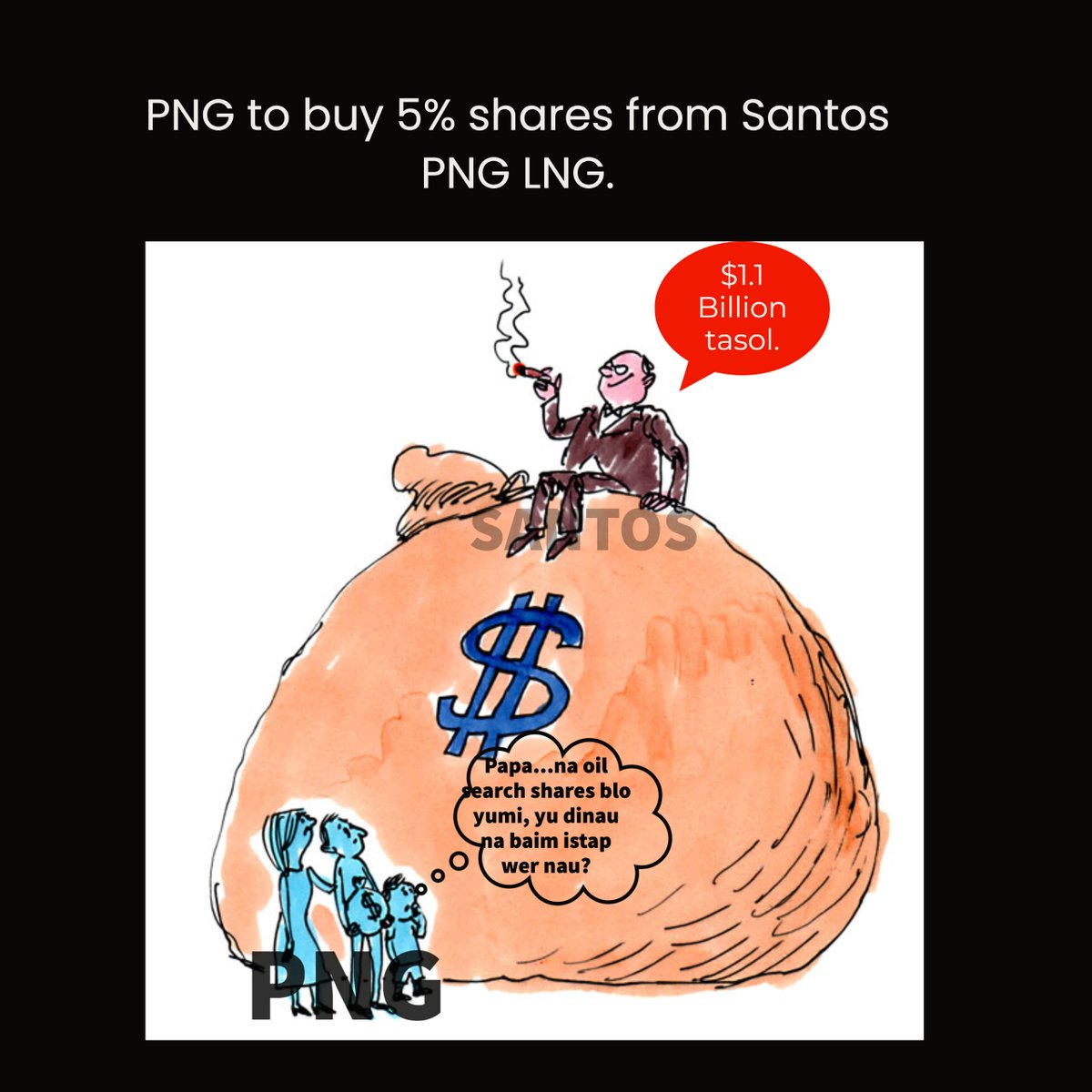 actnowpng's tweet photo. SANTOS AGREES TO SELL 5% STAKE IN PNG LNG TO STATE-OWNED KUMUL FOR $1.1 BILLION
Why do we have to pay $1.1 BILLION to buy something that we already own?
#extractiontoinclusion
Read on Reuters:
https://t.co/QDDR3AemZE https://t.co/D0Z7dF90rf