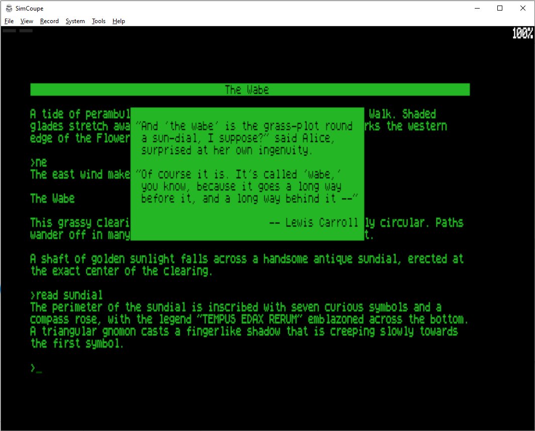 sijnstra's tweet image. So @8bit_era while you&apos;ve been using your real #CPC I&apos;ve spent a few hours creating something for @SamsterDave to test. Looks like Vezza on #ProDOS could be a go for those #SAMCoupe fans out there. #retrocomputing #infocom