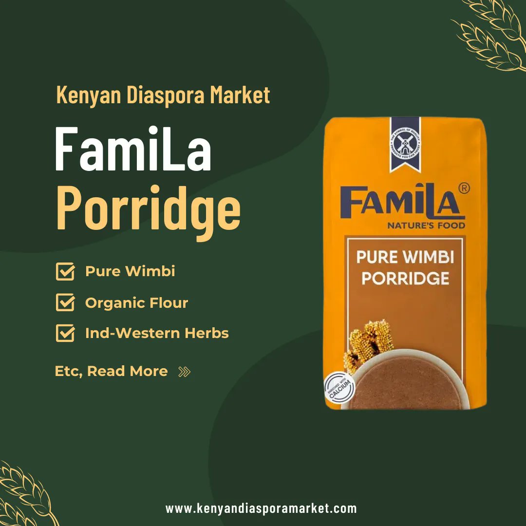 Don’t miss out on the multiple health benefits of Familia  Uji mix 🥣

Available Flavors:

1. SOUR
2. WIMBI
3. STRAWBERRY
4. BABY PORRIDGE

Home delivery is provided across Europe 📦🇪🇺

SHOP: buff.ly/3LQFnTo

 #kenyanfoodies #kenyandiasporamarket #familaujimix