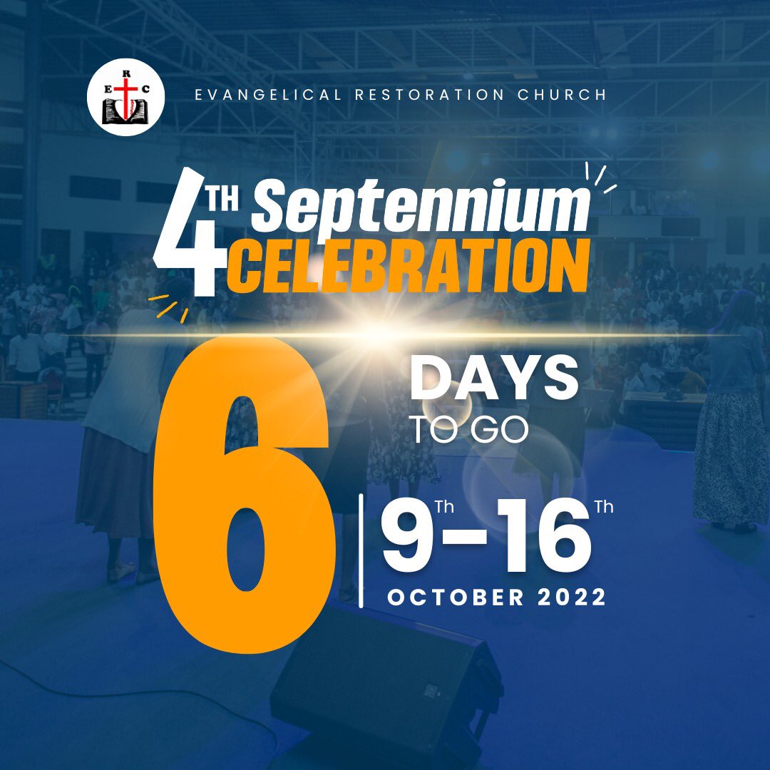 Only six days to go…. Invite your neighbors, friends &amp; yourself as well.
Follow us on all our social media accounts for more updates #ercfamily <a href="/ercfamily7/">Evangelical Restoration Church Family</a>