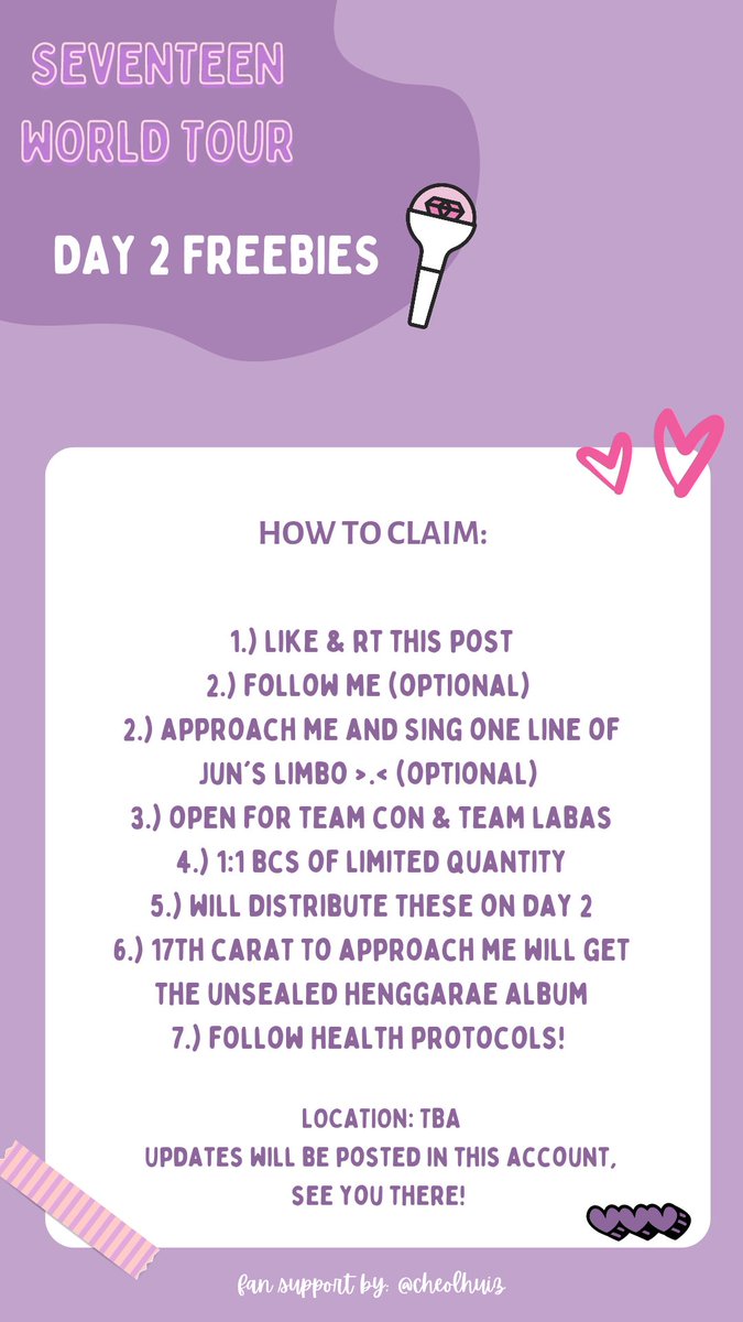 cheolhuiz's tweet photo. 🍁 be the sun in manila giveaway! 🍁

hi, carats! i'll be giving away freebies on oct 9~ this is limited stock and open to all carats, whether you're team concert or team labas! see you there, junniehae! 🫶🏻

💭 see photos for more details!

#BeTheSuninManila
#BeTSinMANILA https://t.co/bcIw2bC3HP