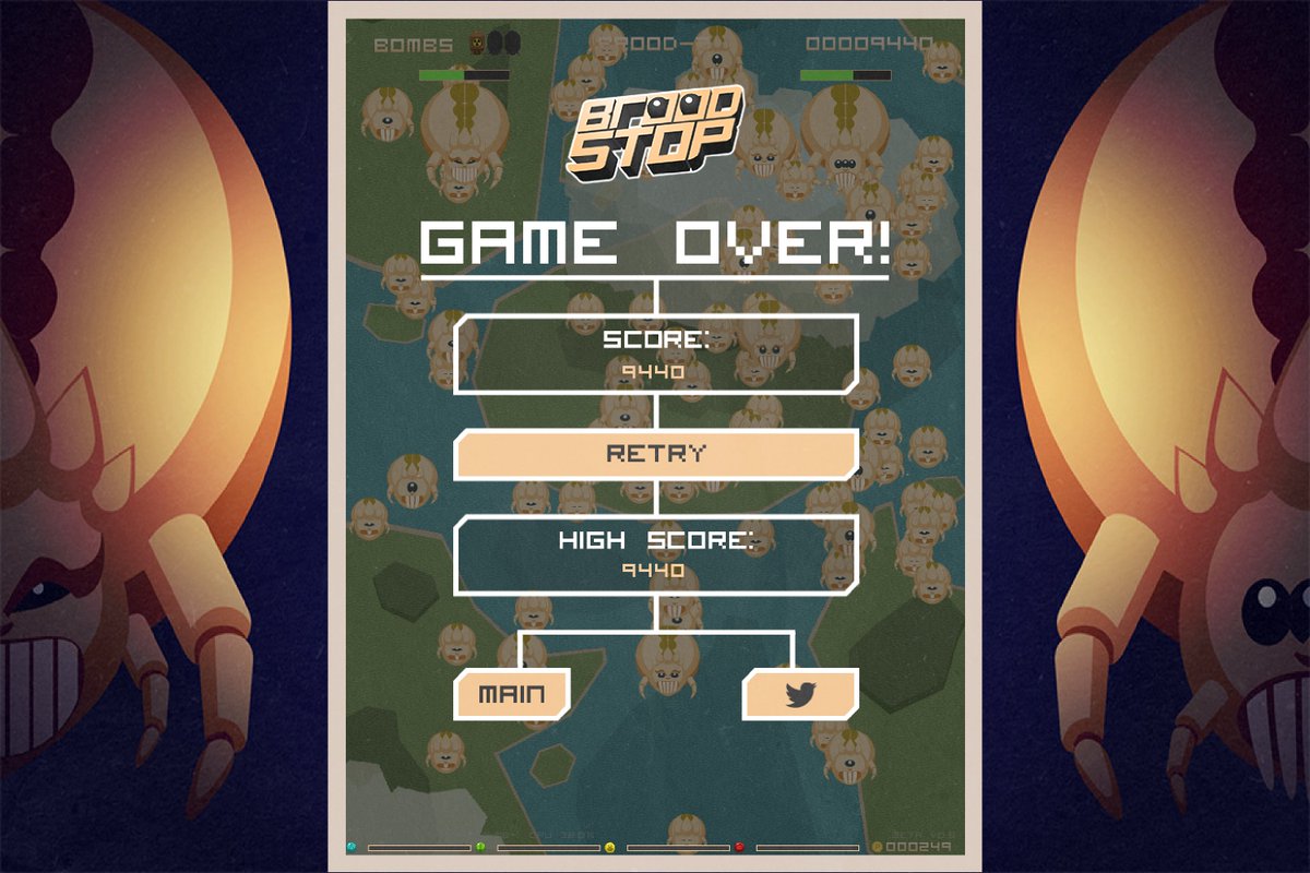 ben68smh's tweet photo. I just scored 9440 points against Brood 2 in CONQUEST Mode. #BroodStop Just one more try! (Beta Testing) I forgot how fun and how hard this old game of mine is. One of these days I need to relearn my code and finish it. https://t.co/AmUZJS28AH