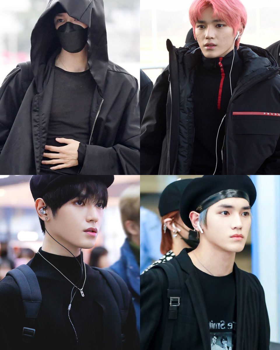 taeeeyongg's tweet photo. Taeyong and his all black airport fashion https://t.co/Wm8ekpUWiZ