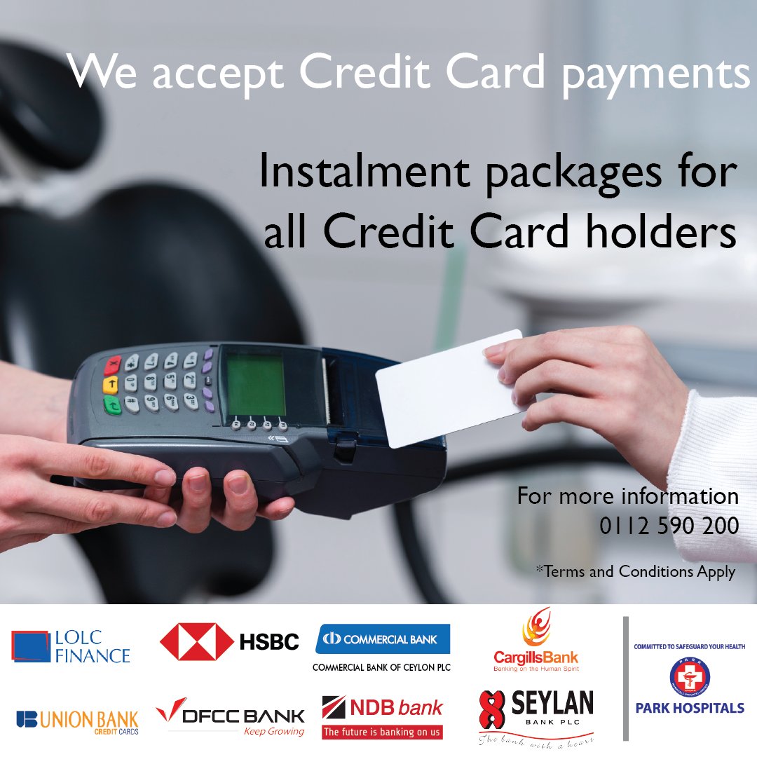 Receive healthcare services now and pay them back through a Credit card. 

Offer Valid till 31st December 2022.

#parkhospitals #CreditCardPromotion #HSBC #commercialbank #LOLCFinance #cargillsbank #DFCCBank #ndbbank #SeylanBank  #UnionBank #paylater #Promotion