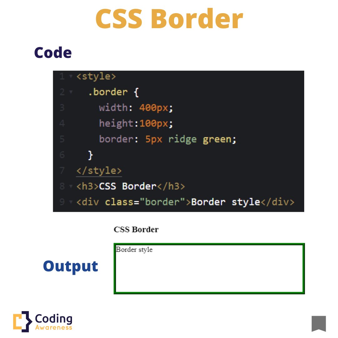 CodingAwareness's tweet image. CSS Border style. Web development tip. 
#css #html #webdevelopment
