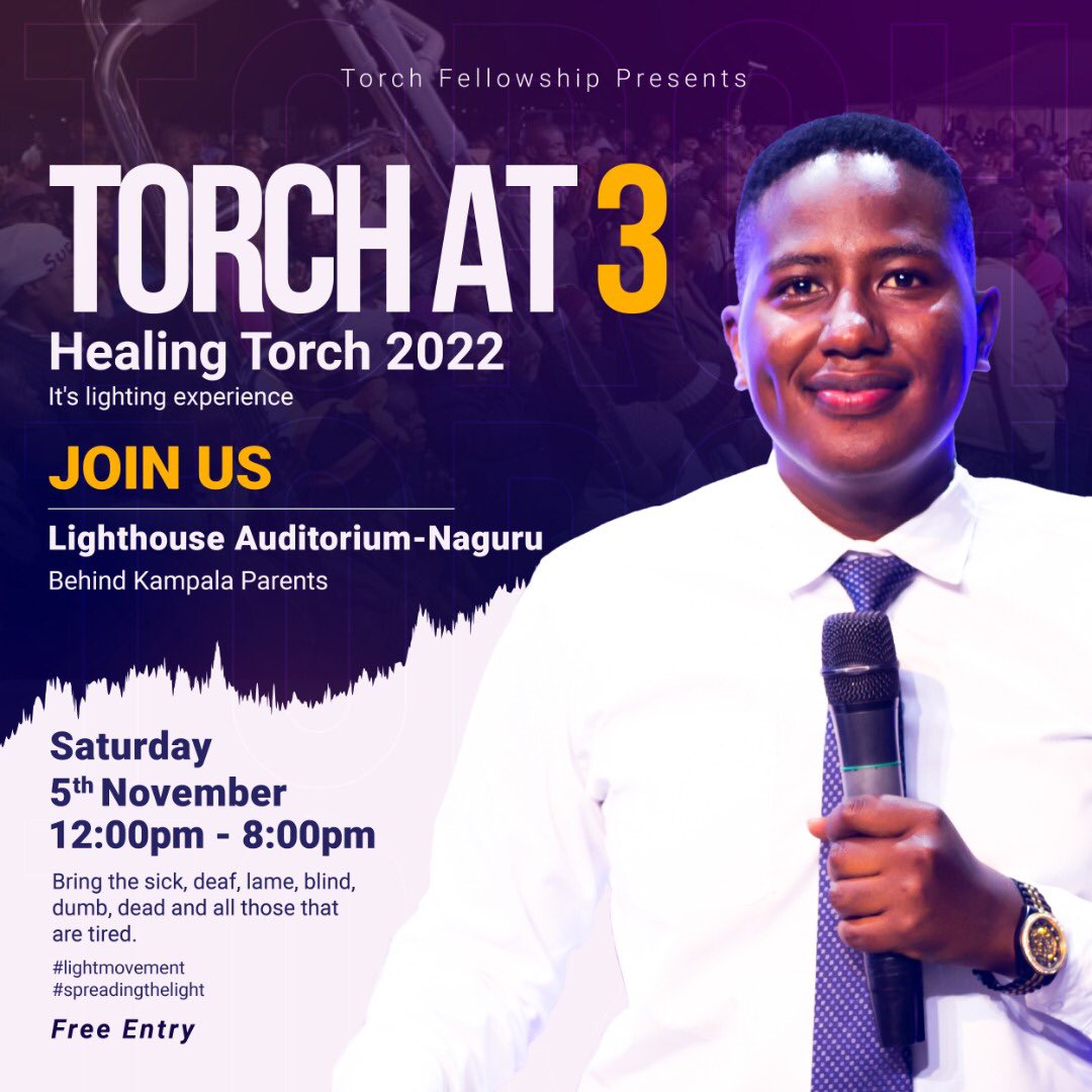 miles_events's tweet photo. *🔥HEALING TORCH 2022🔥*
Torch Fellowship International invites you to our 3rd Anniversary celebration under a theme; *ITS LIGHTING 💥* occurring this 5th November 2022 at The Lighthouse Auditorium in Naguru. Gates open 11:00am.

 #itslighting 
 #lightmovement 
 #torchfellowship https://t.co/AncrkYFdlE
