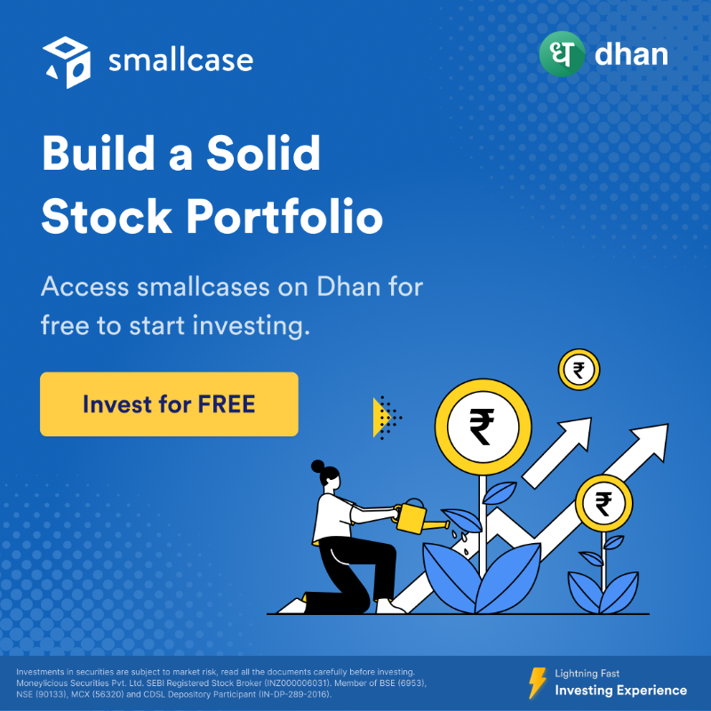 DhanHQ's tweet photo. Access stock &amp; ETF baskets for free with a lightning-fast investing experience. Start now!

Try smallcase on Dhan