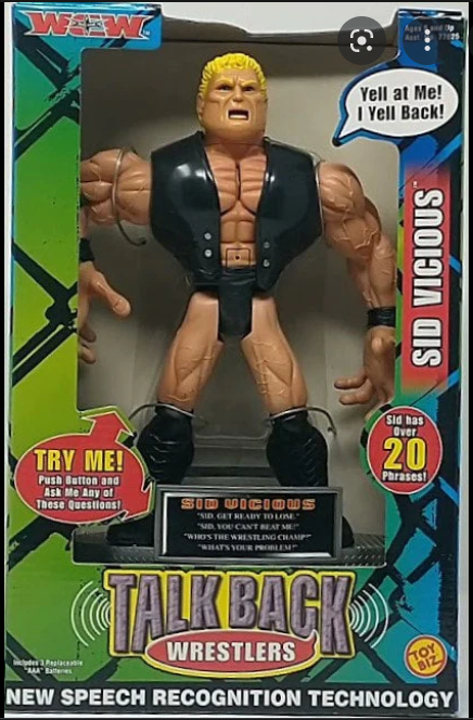 WCWTFPodcast's tweet photo. #WCWWorstMerch @WWE

HOLY HELL.

That doesn't look like Sid, it looks like a jacked up Leatherface wearing his "Sid" mask. https://t.co/Tzzcsne9Wh