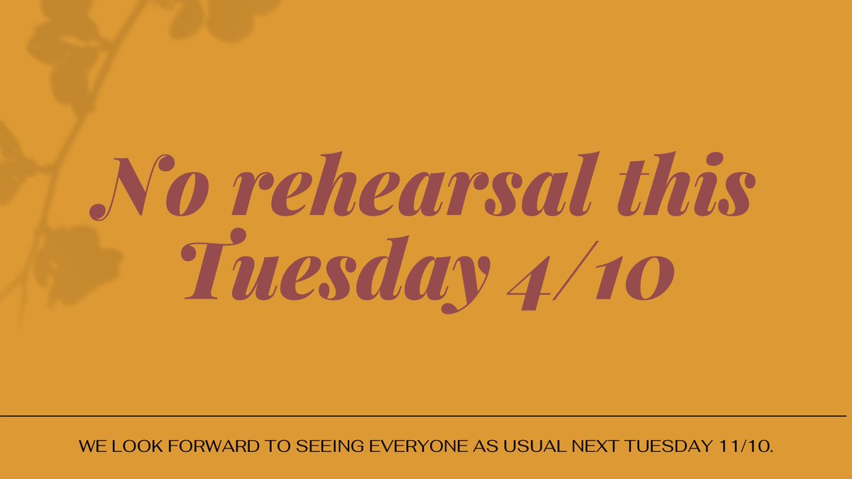 Rehearsal this week is CANCELLED. We look forward to all singing together again next week 11/10.