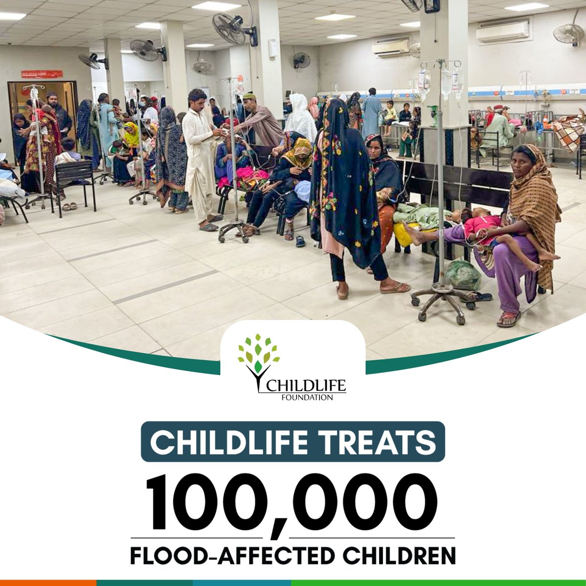 ChildLife has provided #lifesaving #treatment to more than 100,000 #flood affected children across #Sindh &amp; #Balochistan. 
Still thousands of flood-hit #children need urgent care. Join hands with ChildLife to save our children.
Donate now: bit.ly/3hBh9z5