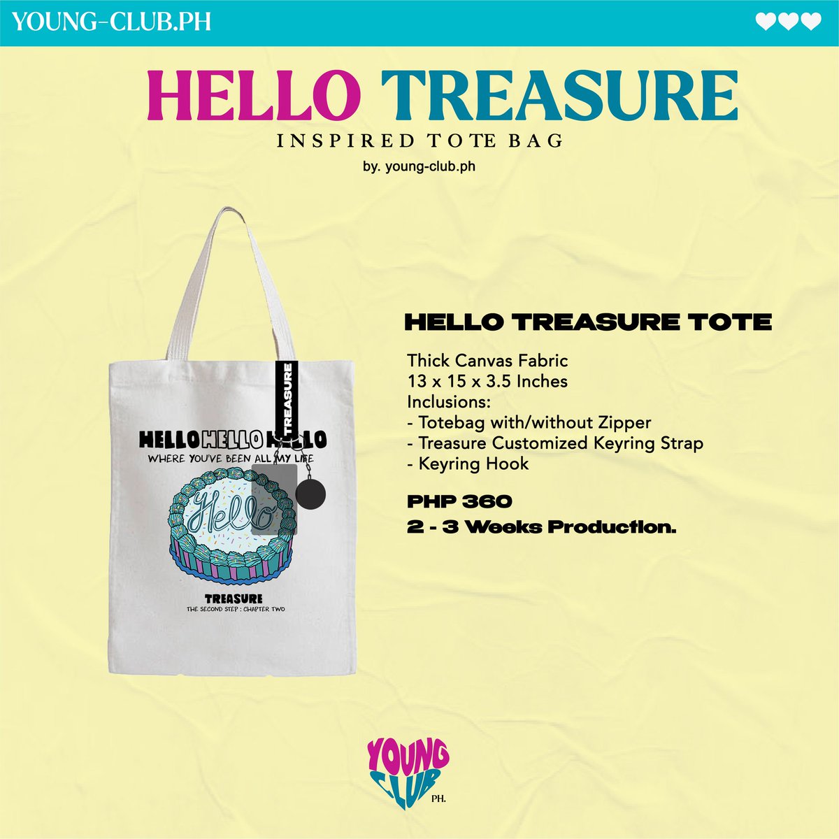 👋 Hello Treasure Tote Bag 👋

Canvas 13 x 15 x 3.5 with/without zipper 

💰 360 PHP 
Order form: https://bit.lyHelloTreasureTote
DOO &amp; DOP : ~ Oct. 30, 11:50PM

#트레저  #THESECONDSTEP_CHAPTERTWO #HELLO #HELLOeverywhere #YG #youngclubph_ongoing