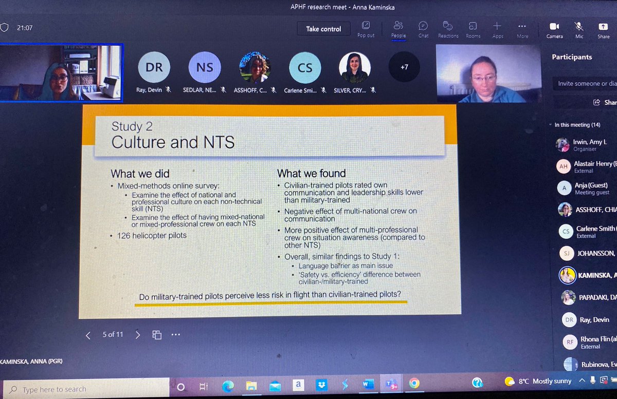Dr_AIrwin's tweet photo. @AnnaKaminska doing a fab job as usual - presenting her PhD research to the @APHFAberdeen group 😊 #humanfactors #research https://t.co/vRYf3rtRw4