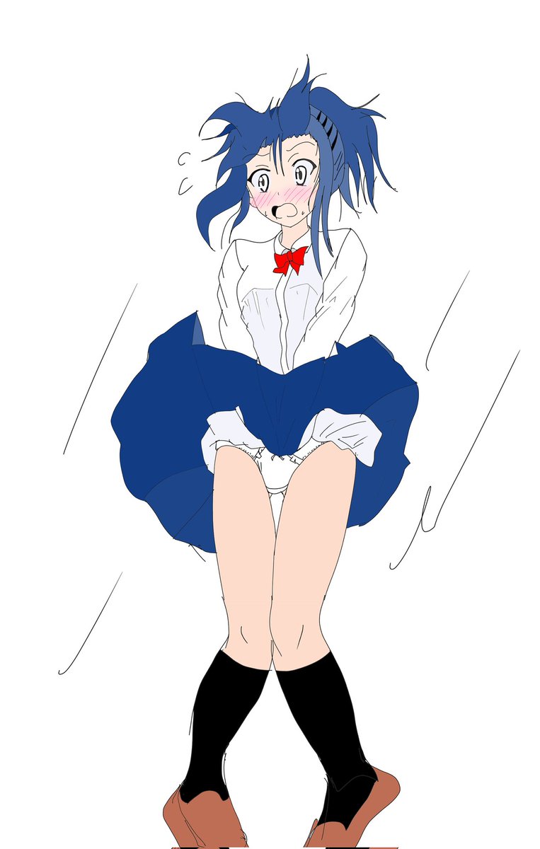 何も知らず通気口の上に立ってしまいモンローパンチラしてしまうユイ