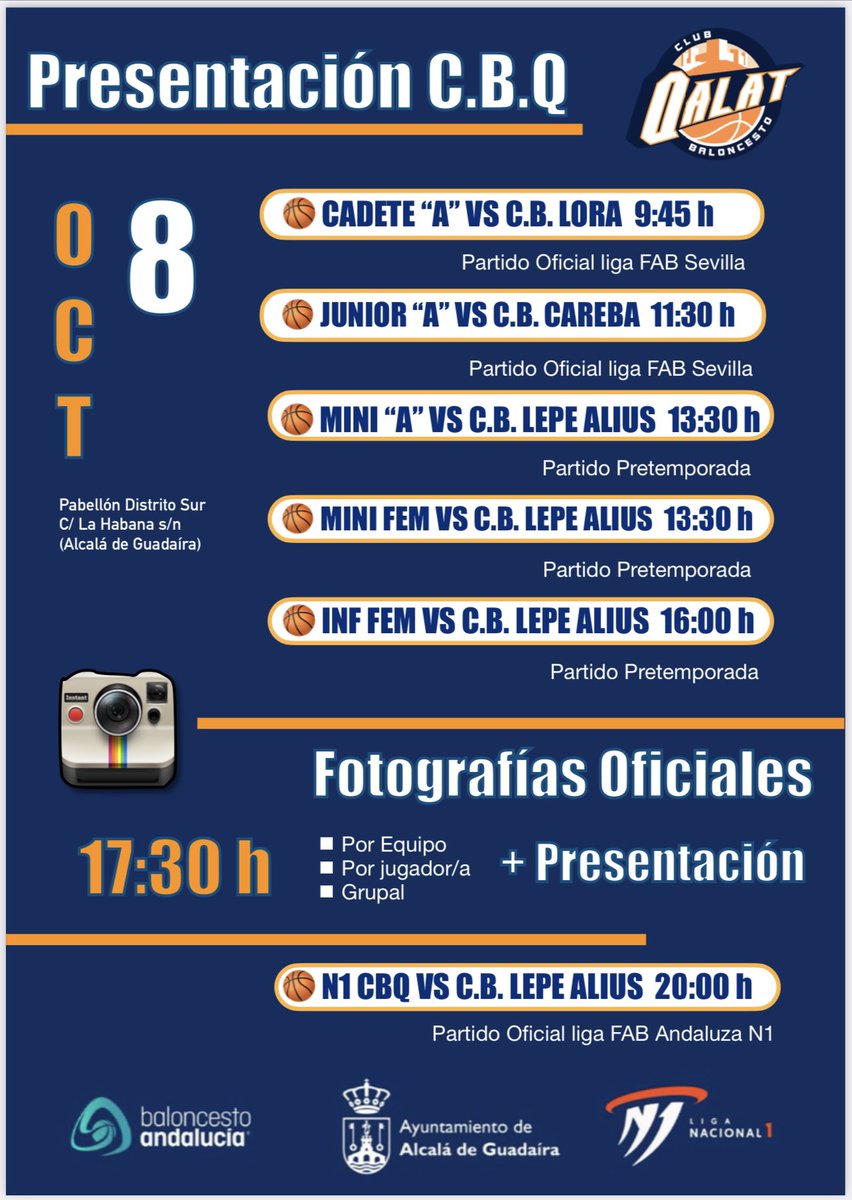 El 8 de Octubre no es un día más, es la fecha en la que se presenta nuestro Club. Todos nuestros equipos, fotos individuales y grupales que se enviarán a cada familia, partidos de liga, amistosos, debut de nuestro N1 en casa…y muchas sorpresas más. #goqalat