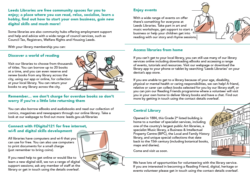 leedslibraries's tweet photo. Join the library today & pick up a new library card & welcome leaflet.
Discover books, culture, digital, events, treasures, community, history, business, wellbeing, information & fun!
Leeds Libraries are free community spaces to enjoy.
https://t.co/zEquWZ78dh
#MyLibraryCard https://t.co/NO0eG8c7ZT