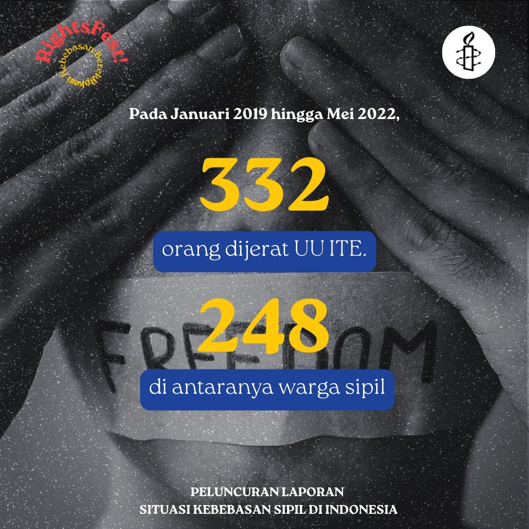 amnestyindo's tweet photo. Saat hak asasi kita terancam, tak seharusnya kita dibungkam. 

Tapi, nyatanya pembela kemanusiaan yang berani bertentangan dengan kekuasaan malah diberangus. Mereka yang melaporkan fakta dan membela hak sesama diringkus. Padahal, kebebasan berekspresi kita wajib dihormati. https://t.co/uODdCEs4px