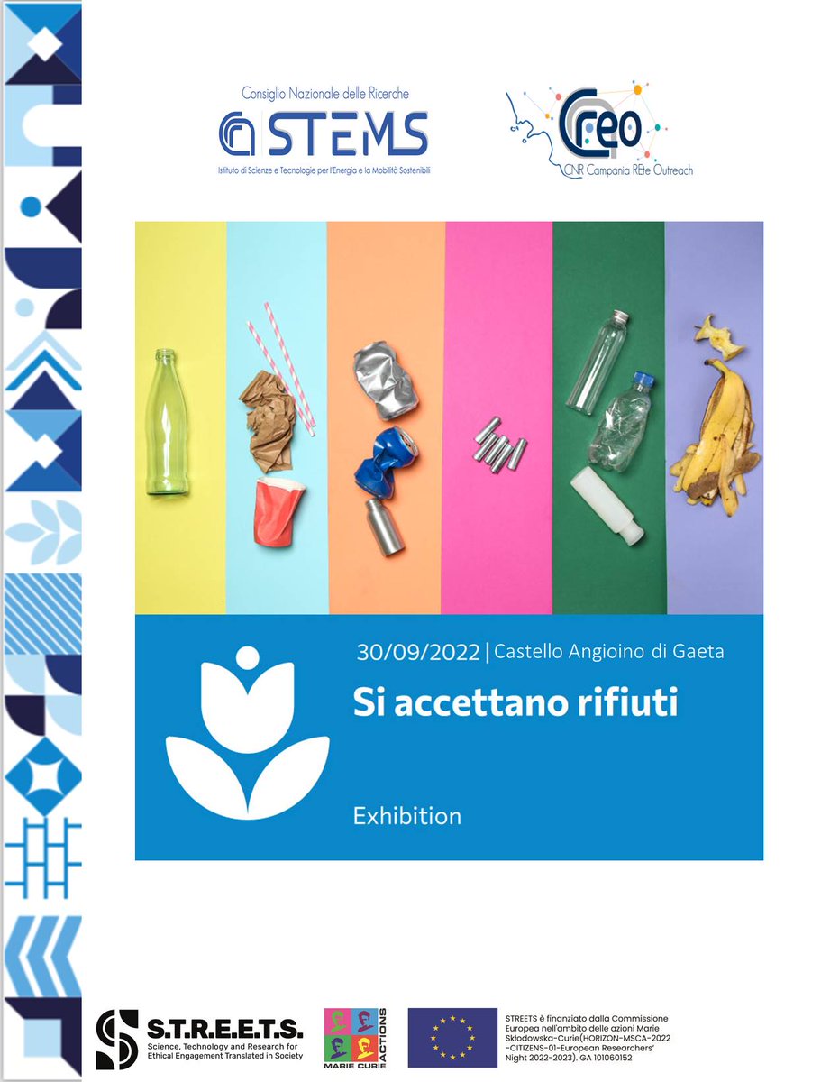 CnrStems's tweet photo. Valentina Gargiulo, Michela Alfรจ, Giovanna Ruoppolo @CnrStems di Napoli al laboratorio "Si accettano rifiuti" presso il Castello Angioino di Gaeta.
Progetto #STREETS @UninaIT @CREO_CNR #EuropeanResearchersNight #NotteCnr @CNRsocial_ https://t.co/fvLPupkrQI