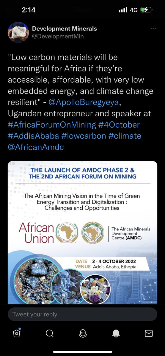 ApolloBuregyeya's tweet photo. Attending #AfricanForumOnMining and 2nd phase of #AfricanAMDC in Addis Ababa. Owning the #AfricanMiningVision @DevelopmentMin @UNDPEU @Djagra7 @ConcreteWolfram @AfricanAmdc @EU_Partnerships @PressACP @MEMD_Uganda ..1/2 https://t.co/hcUYm5QQZs