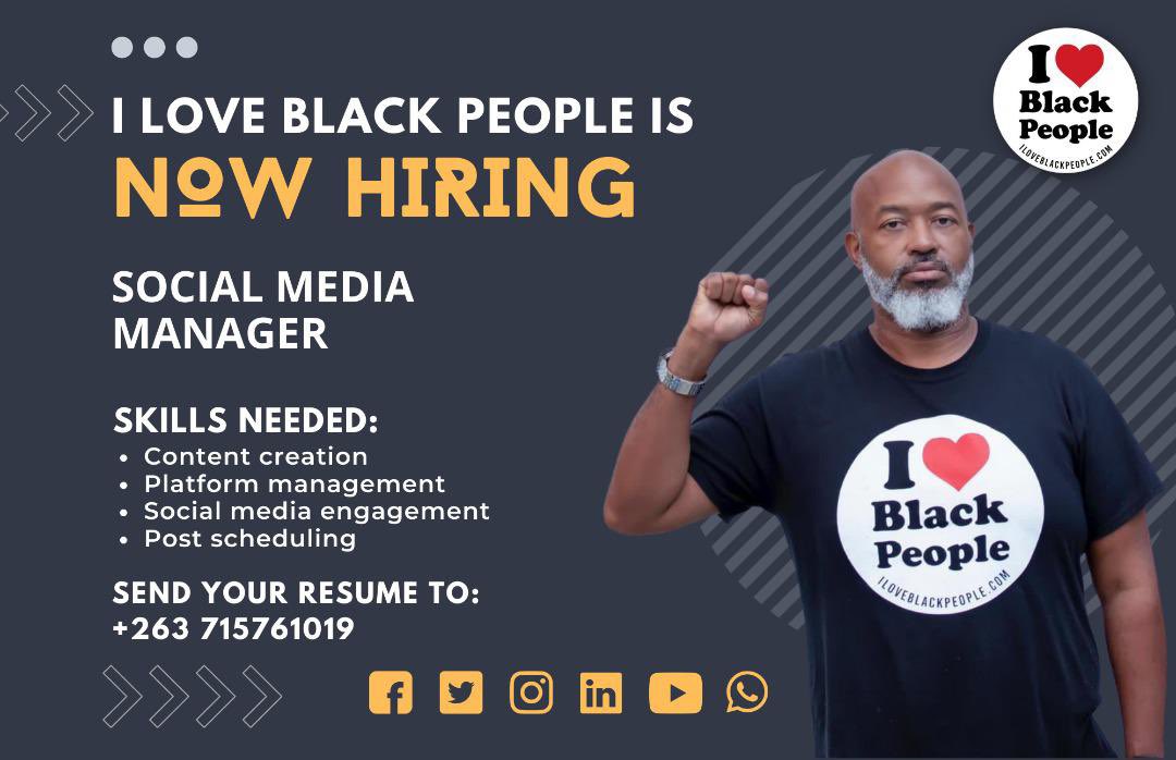 With the support of thousands around the world like you, we are building an app desgined to protect Black people from racism & xenophobia by sharing safe places nearby and while travelling. If you are interested in becoming a social media manager, send cv via Whatsapp #ubuntu✊🏿