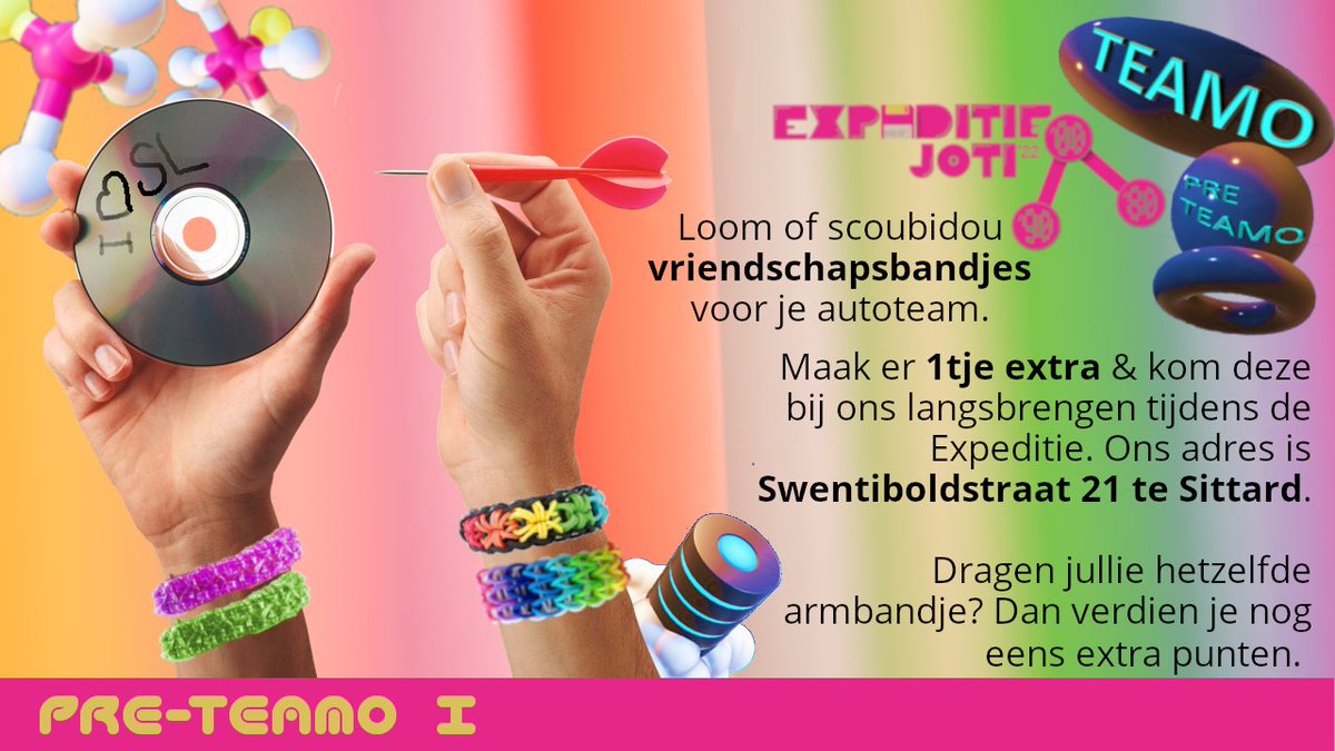 Nog maar 1 week te gaan 😎 en om in de stemming te komen delen we de eerste pre-teamo al met jullie. We zijn benieuwd naar al jullie creaties!! 💜💛💚
#samenspelenlerenenontmoeten #spel #expeditiejoti #jotijota #scouting #expeditiejoti2022