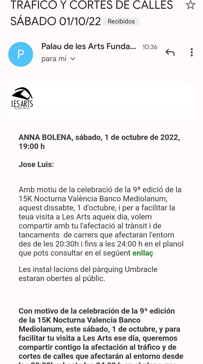 Atticus61Finch's tweet photo. A las 10:36h de hoy, 3 de octubre de 2022, he recibido este correo de @LesArtsValencia
Como siempre, derrochando eficacia en su política de información
Ya espero ansioso el correo informando de que Lorin Maazel no renovará como director de la Orquestra de la Comunitat Valenciana. https://t.co/2yVybfxZwS