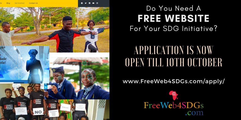 #FreeWeb4SDGS Application Batch Opens!👏

Do you need a FREE WEBSITE for your SDG initiative?
Do you want to maintain an online presence to scale your cause &amp; accept donations?
Don't miss this #FreeWeb4SDGs Application Batch.

Apply NOW> FreeWeb4SDGs.com/apply/