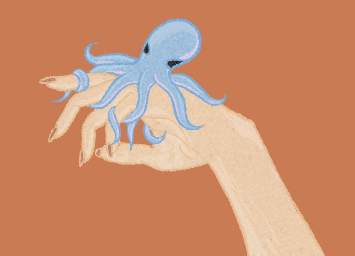 DuckEcho3's tweet photo. Tried to do an 'imperfect' quick sketch using a brush I've never used before. Hands suck to draw but octopus leg placement sucks more #art #octopus #hand #sketch https://t.co/hpybx8lsWE