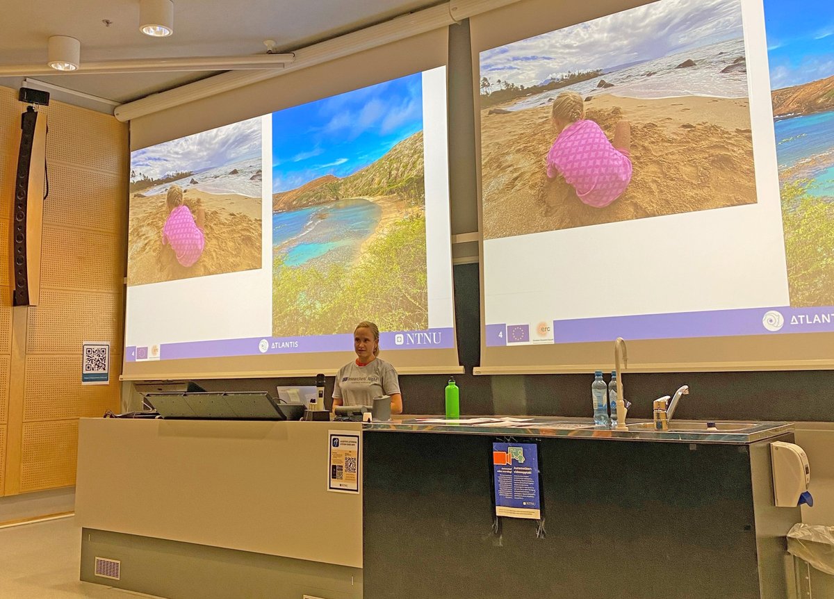 Marine plastic and long-term solutions: Francesca Verones works to make models so that we can more easily choose the right materials to produce from. Another photo from Researcher's Night on Friday. More about the research: atlantis-erc.eu #Forskningsdag <a href="/indecol/">NTNU IndEcol</a>