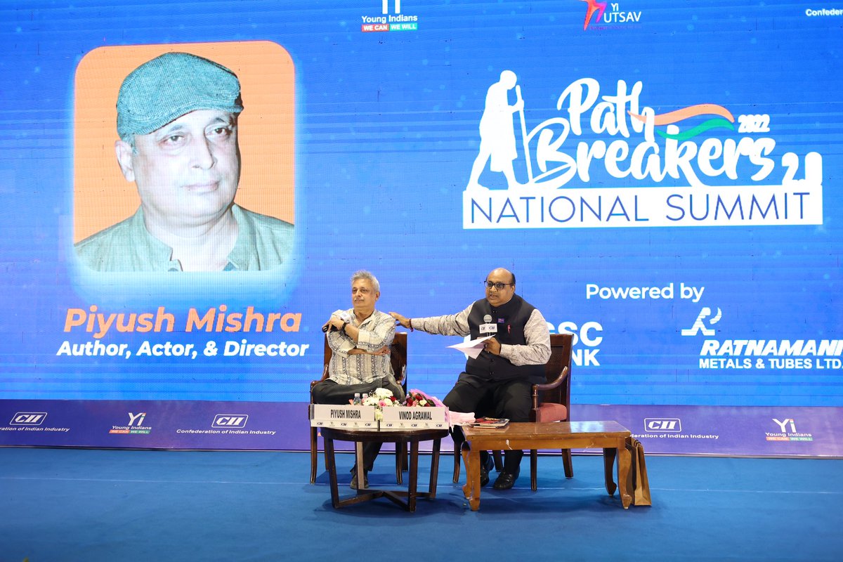 CII4WR's tweet photo. Mr @agr_vin  Past Chairman, CII Gujarat Excl session with Mr.Piyush Mishra, Actor, Entertainer,, Theater Director, and  at @YiTweets  - Pathbreakers 2.0 .

#MeinHiHunBHARAT
#YiPathBreakers
@YiAhmedabad https://t.co/1xpsTHmkiO