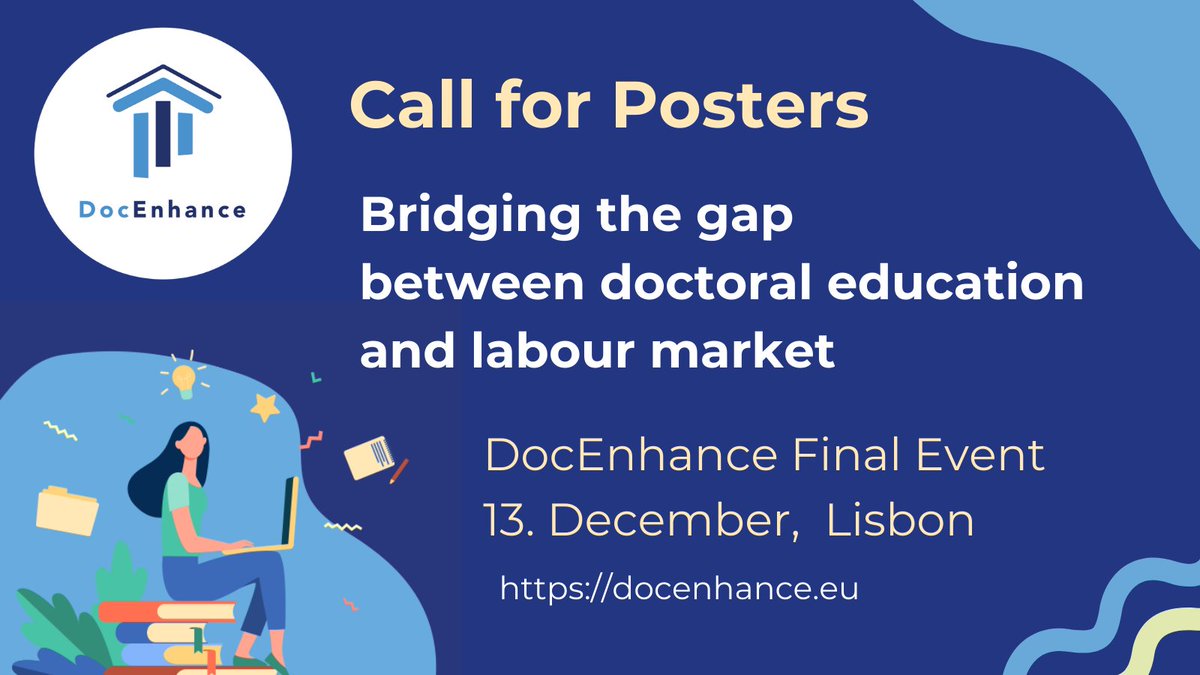 DocEnhance's tweet photo. 📣  CALL FOR POSTERS !
@DocEnhance invites #HigherEducation stakeholders to submit posters on the topic of #DoctoralEducation. Posters will be exhibited at the DocEnhance final event on 13 December at @NOVAunl in Lisbon! 
➡️https://t.co/0bZXU5xr47
⌛ Deadline: 15 November https://t.co/viE6sMbrqp