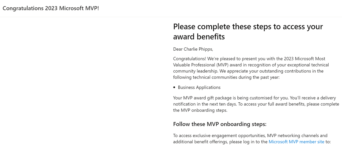 Awarded MVP!

Absolutely delighted!

#MVPBuzz