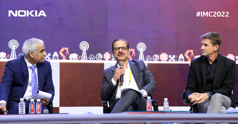 NokiaIndia's tweet photo. The scale and speed of #5G deployment in India will be massive. We are not late to the party. And one thing that makes us proud about 5G is being able to change the lives of people in the lower strata of society, says @SMalik1610 at #IMC2022.

@exploreIMC #NokiaIndia