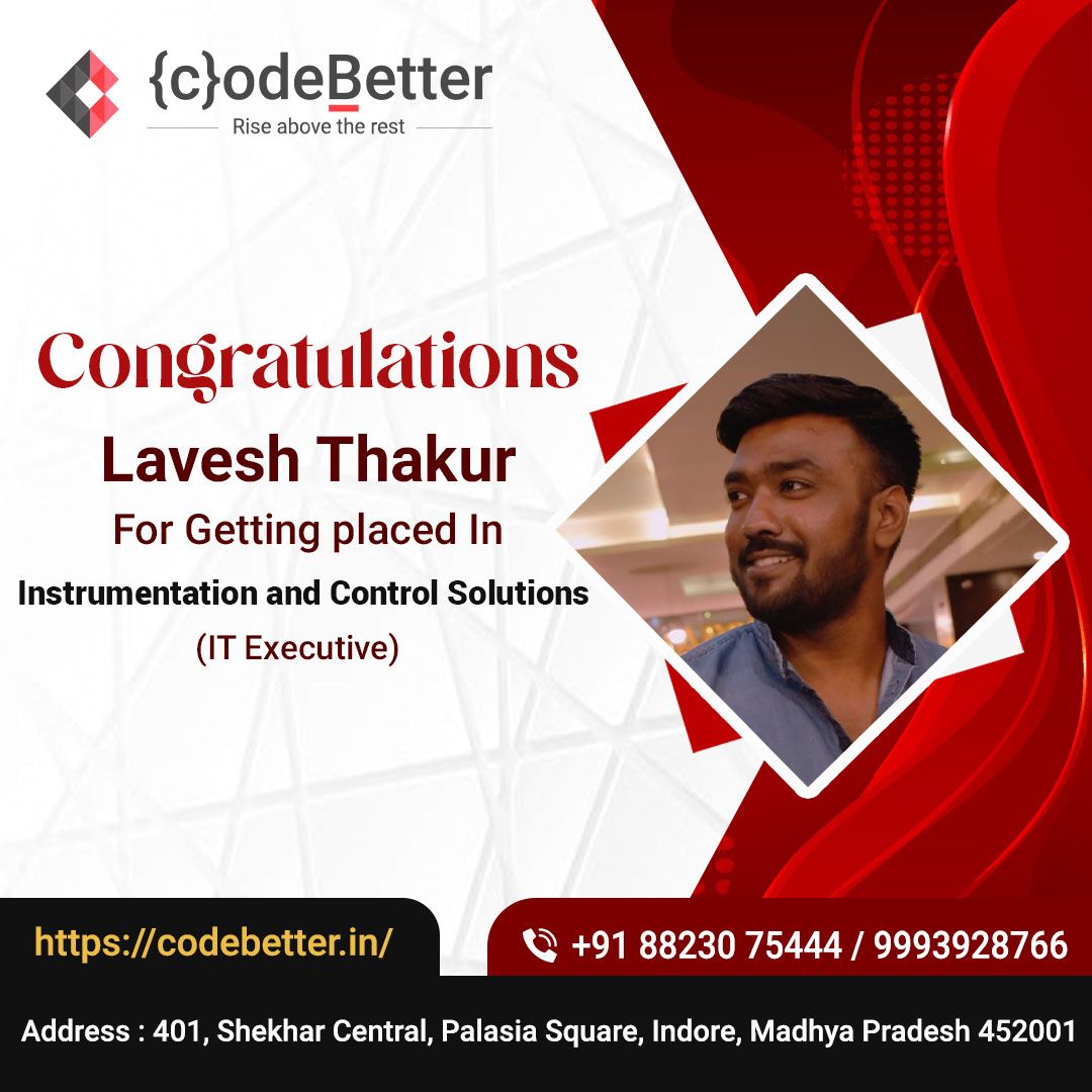 codebetterindia's tweet photo. Congratulations @ Lavesh Thakur for tracking your way towards success with #CodeBetter!

Contact us:+91 88230 75444
Visit Website:https://t.co/hdpAKMQZMy

#softwareDeveloper #softwareengineer #iOS #iOSDeveloper #iOSAppDeveloper #OnJobTraining #iOSTraining https://t.co/HOu7njmJrC