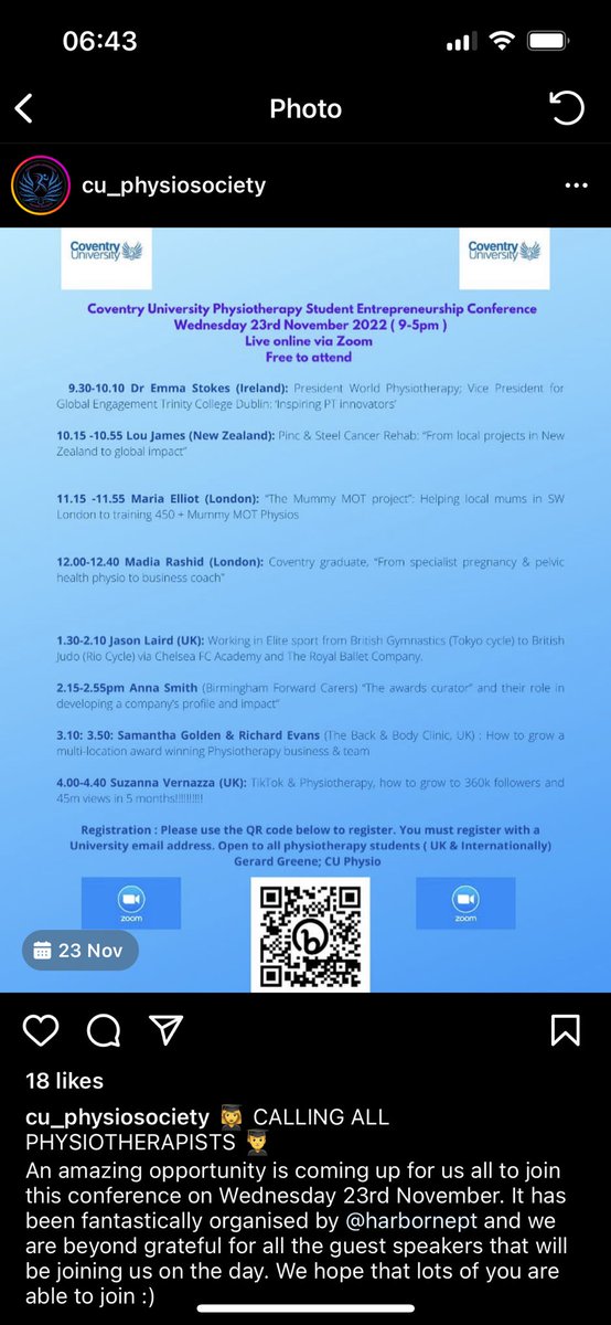 FREE Physio Student Conference
🗓Weds 23rd Nov 
🕘9-5pm
📍Zoom
🔗 bit.ly/3SupyVa
🙏Please share to anyone you think may be interested