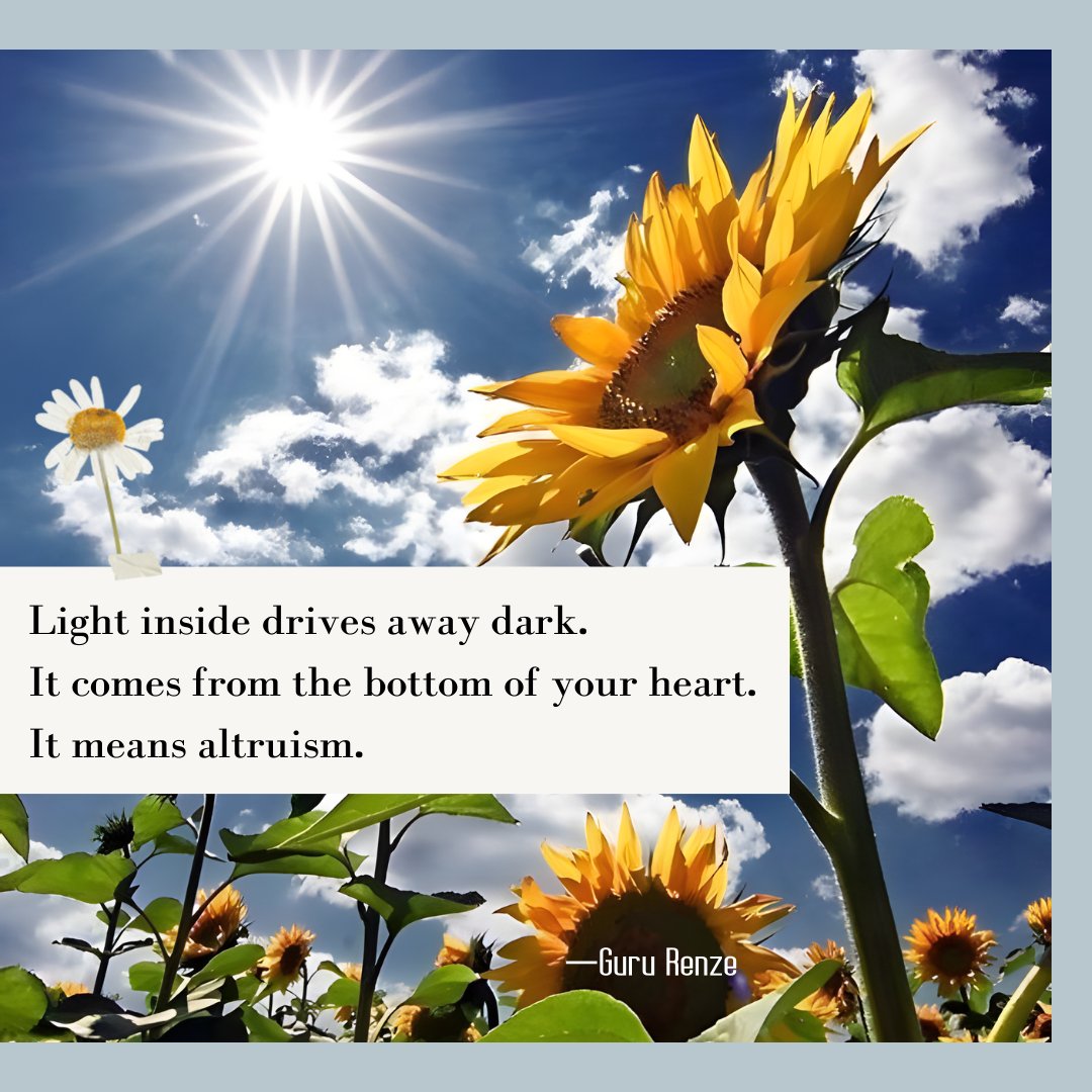 YimingAcademy's tweet photo. Light inside drives away dark. It comes from the bottom of your heart. It means altruism.
#gururenze #positiveenergy #lightinside #altruism #buddhism #buddhismquotes #dharma #heart #kindhearted #buddhaquotes https://t.co/cFFAQixDnO