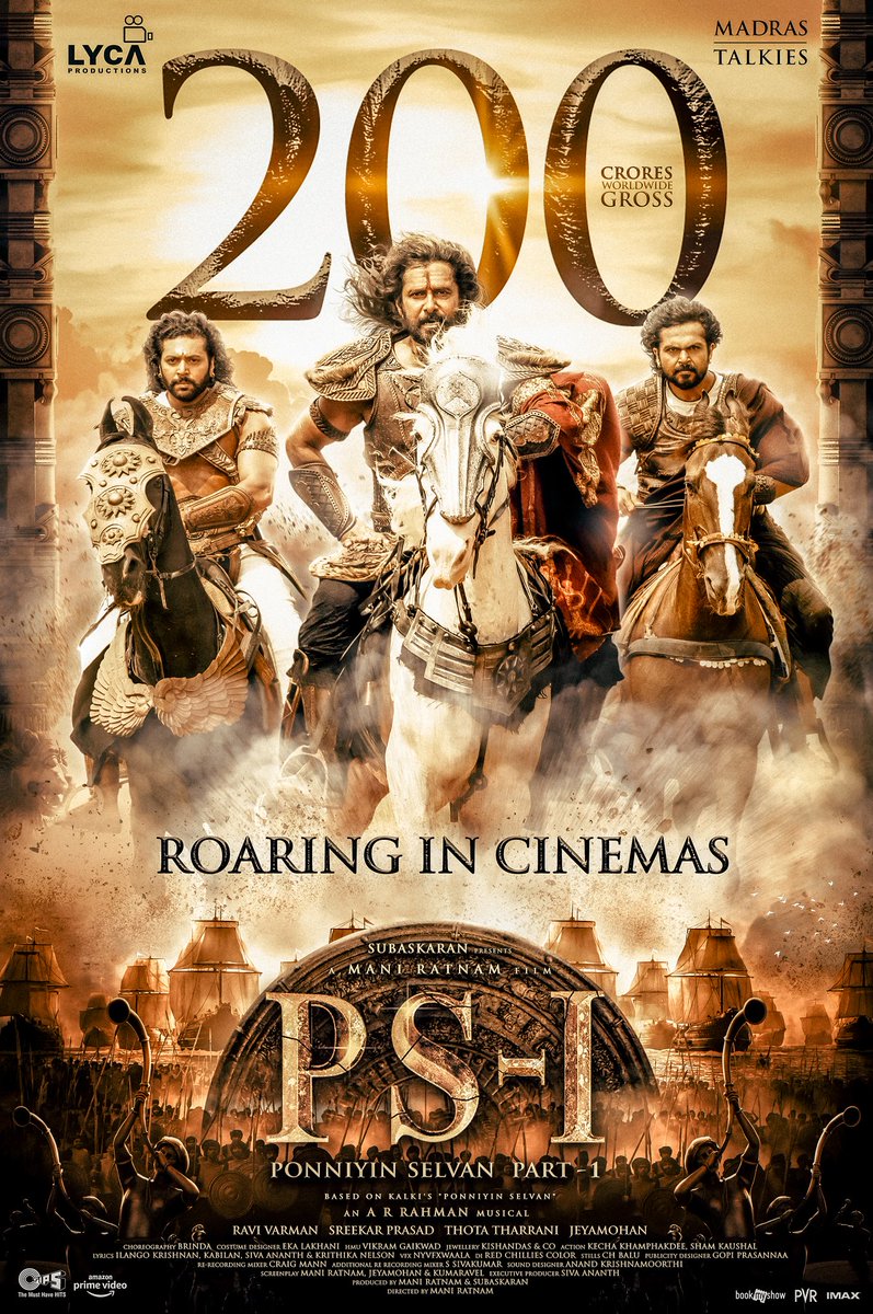 LycaProductions's tweet photo. Marching on and making history!

We extend our heartfelt gratitude to all the audience who've been showering us with love ❤️ ✨

Catch #PS1 in theatres near you!

#PonniyinSelvan1 #ManiRatnam @arrahman @MadrasTalkies_ @LycaProductions @tipsofficial @tipsmusicsouth https://t.co/3Fs21IX5k4