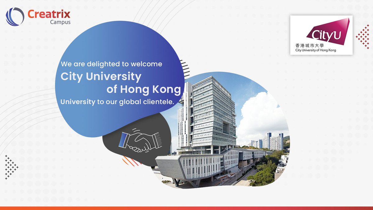 creatrixcampus's tweet photo. We're happy to welcome CITY UNIVERSITY OF HONG KONG to our roster of global clients .
我們很高興歡迎 CITY UNIVERSITY OF HONG KONG 我們的全球客戶名冊。
#Creatrixcampus
@cityuniversityofhongkong
#client #creatrixexam #educationtechnology
#highereducation #edtech https://t.co/K1hRmLW9HN