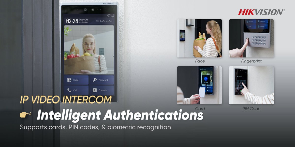 HikvisionEurope's tweet photo. Hikvision IP video intercoms support multiple access methods, from ID cards, PIN codes to biometric recognition.
Find out more 👉 https://t.co/KdU1TdQmqA

#IP #VideoIntercom #IntelligentAuthentication https://t.co/fjB52DUzb0